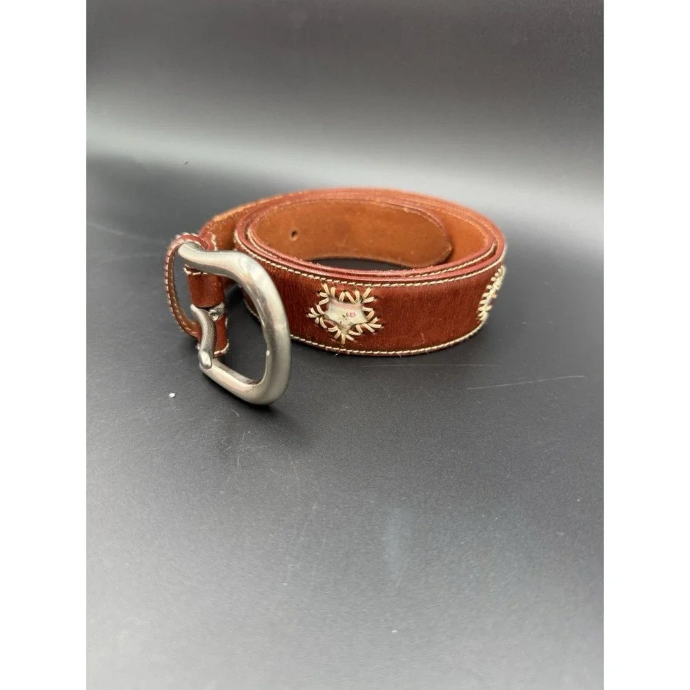Y2K belt FOSSIL brown Sz Large Celestial patchwork leather BOHO hippie vintage